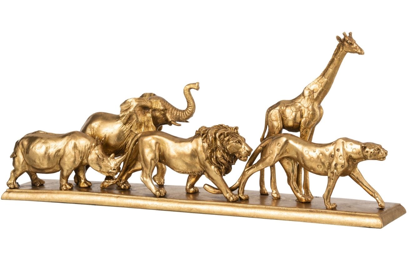 Zlatá dekorativní soška J-line Animals 50 cm