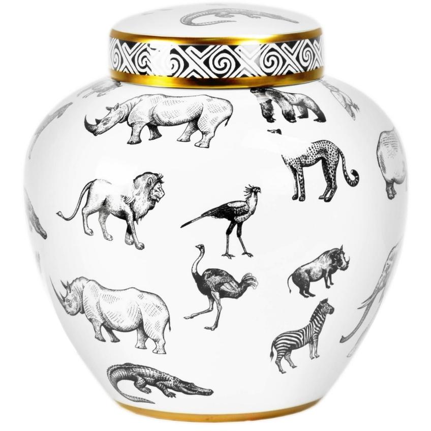 Bílá porcelánová váza Bizzotto Aniqa se zvířaty