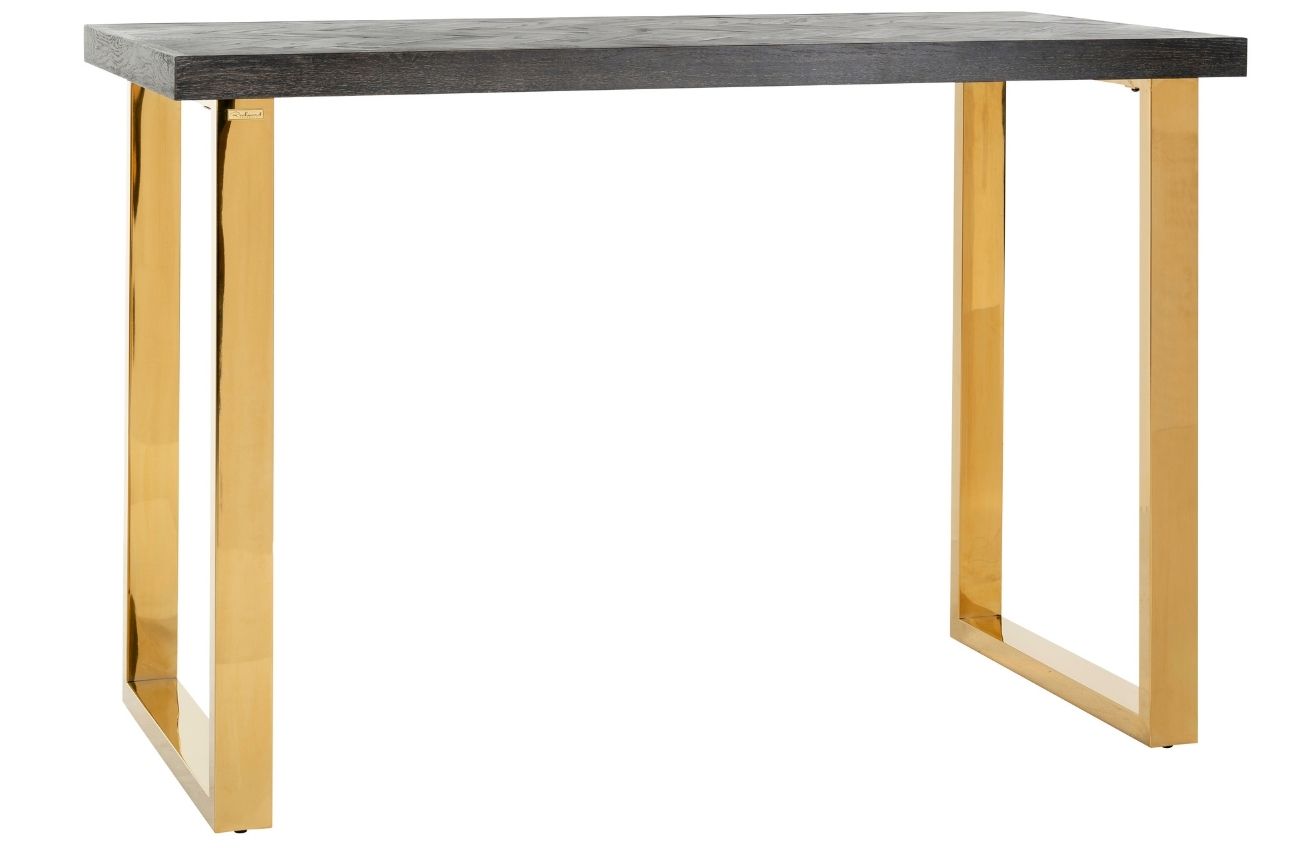 Černý dubový barový stůl Richmond Blackbone 160 x 80 cm se zlatou podnoží