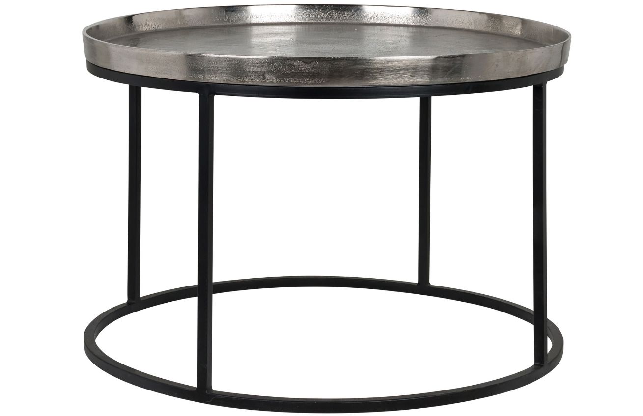 Stříbrný kovový konferenční stolek Richmond Lyam 70 cm
