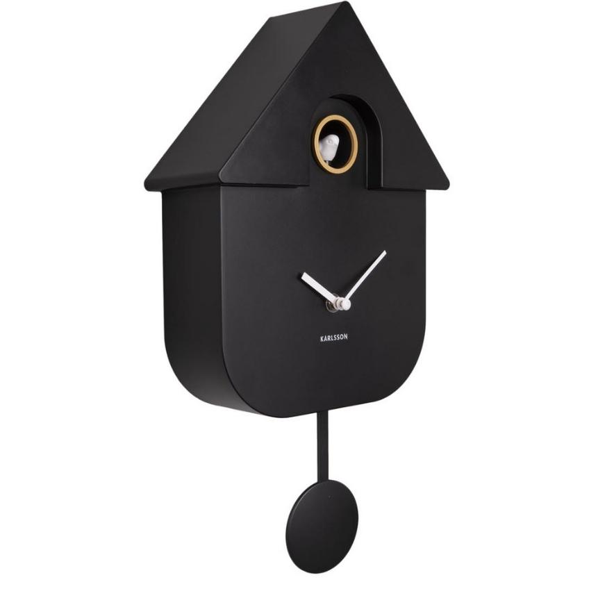 Time for home Matně černé nástěnné hodiny Burung 41 cm