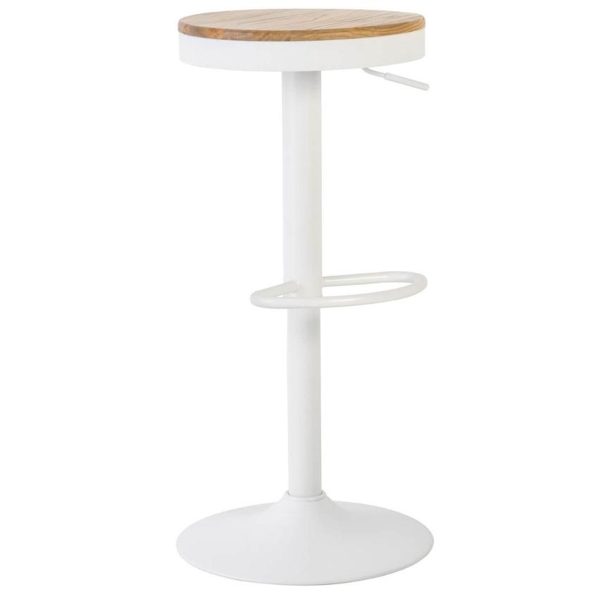 Bílá kovová barová židle Somcasa Barret s dřevěným sedákem 58-80 cm