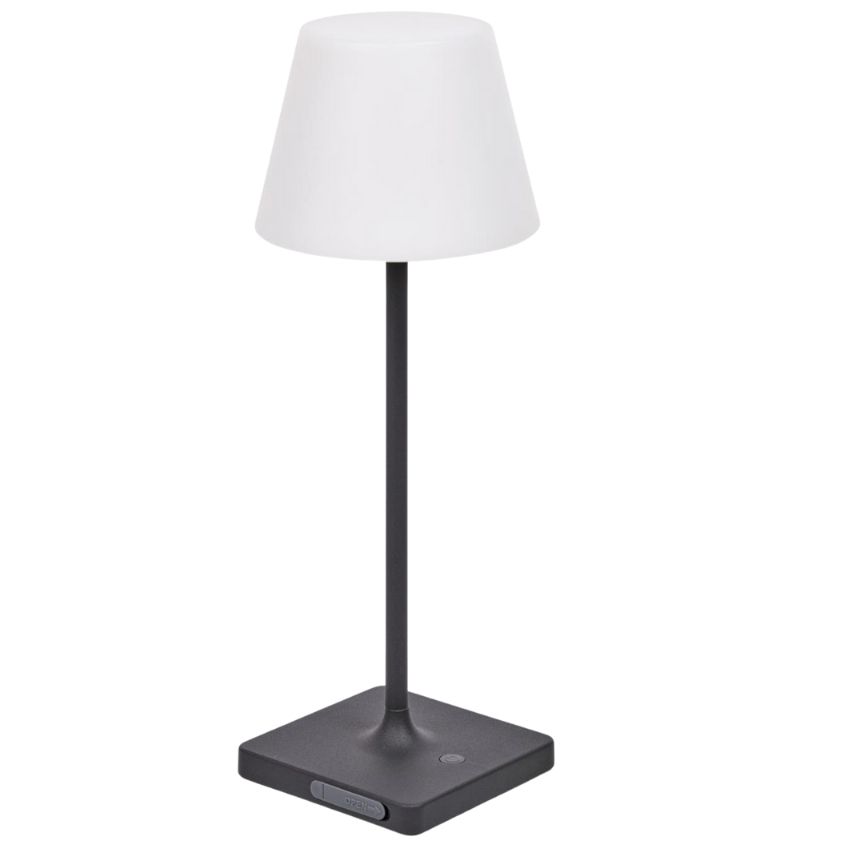 Černo bílá plastová zahradní stolní LED lampa Kave Home Aluney
