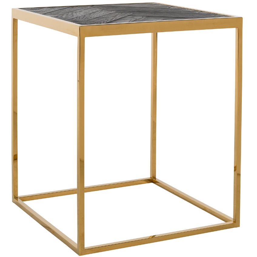 Černo zlatý dubový odkládací stolek Richmond Blackbone 50 x 50 cm
