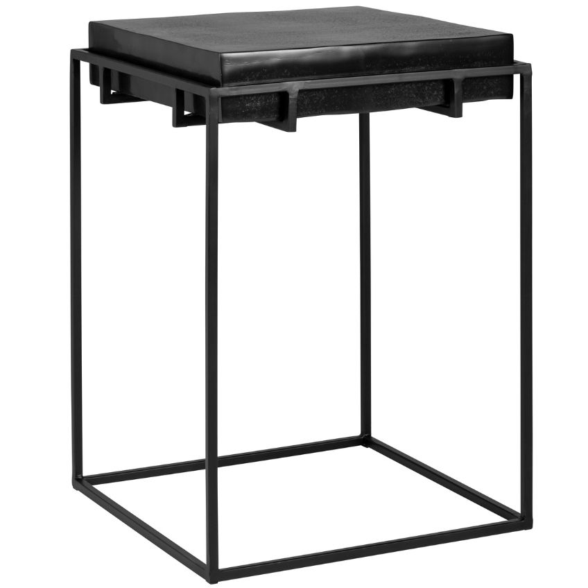 Černý kovový odkládací stolek Richmond Bolder 44 x 44 cm