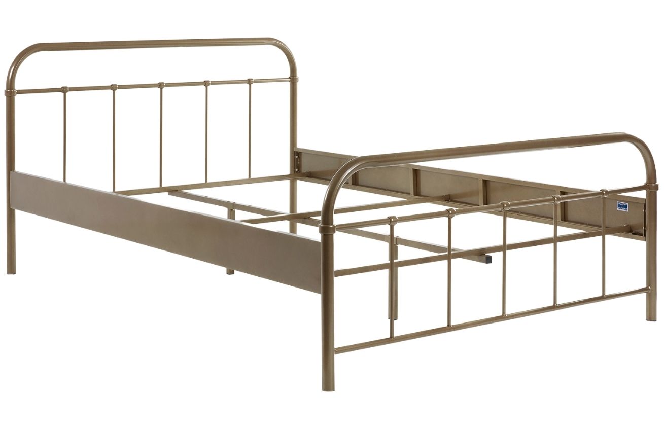 Hnědo zlatá kovová postel Vipack Boston 140 x 200 cm