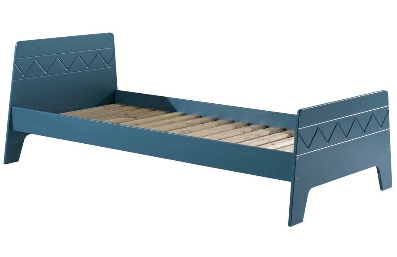 Modrá lakovaná postel Vipack Wynnie 90 x 200 cm