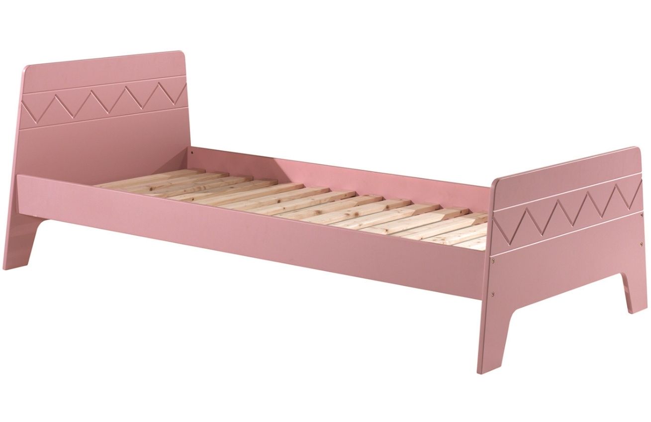 Růžová lakovaná postel Vipack Wynnie 90 x 200 cm