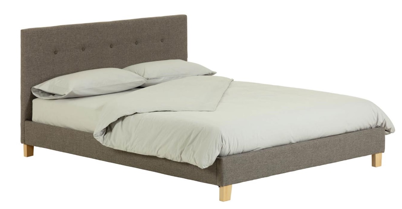 Šedá čalouněná postel Kave Home Natuse 150 x 190 cm