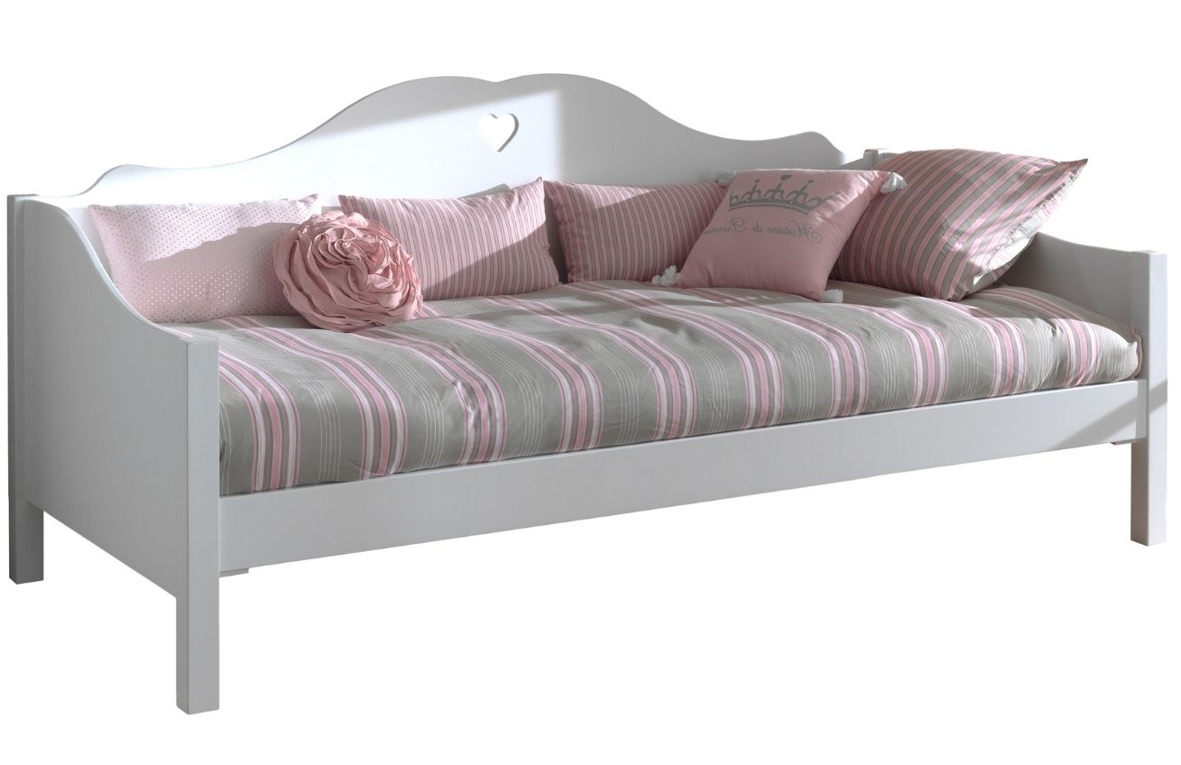 Bílá dřevěná dětská postel/pohovka Vipack Amori 90 x 200 cm