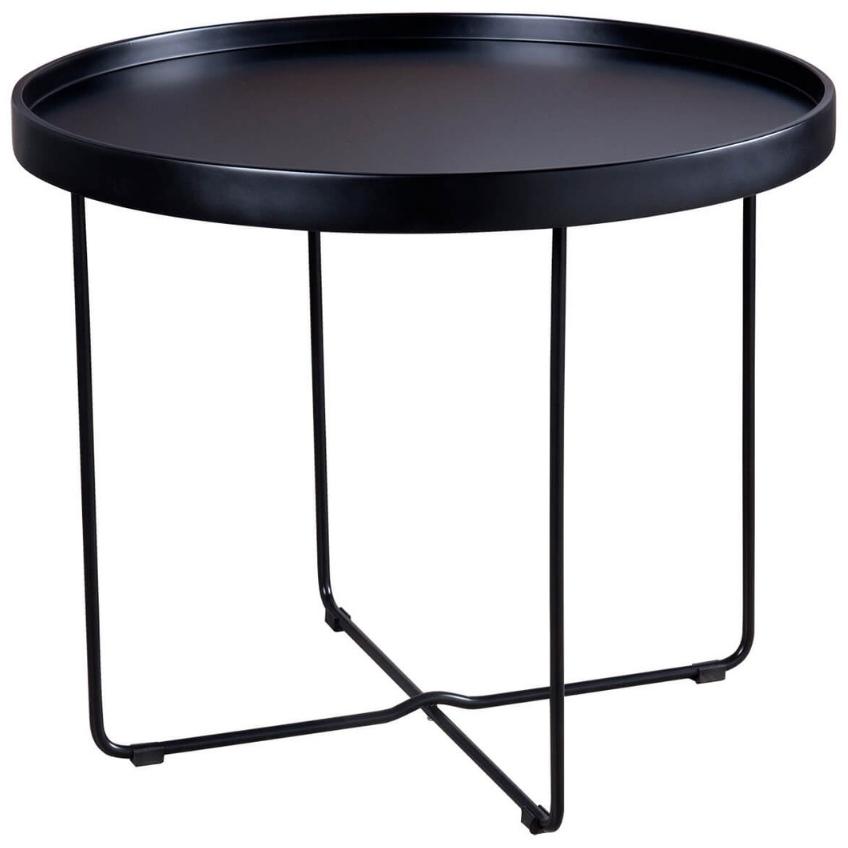 Černý lakovaný kulatý odkládací stolek Somcasa Dave 60 cm