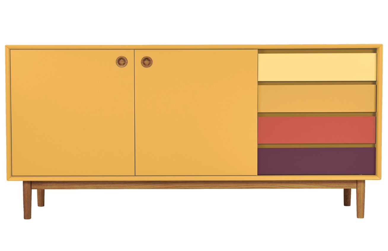 Hořčicově žlutá lakovaná komoda Tom Tailor Color Box 170 x 44 cm