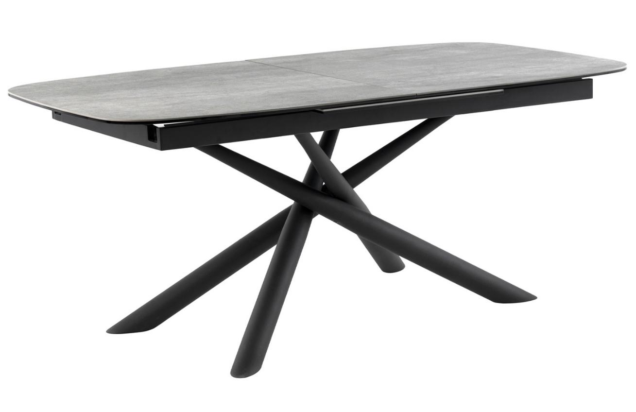 Světle šedý keramický rozkládací jídelní stůl Somcasa Ness 177/237 x 95 cm s černou podnoží