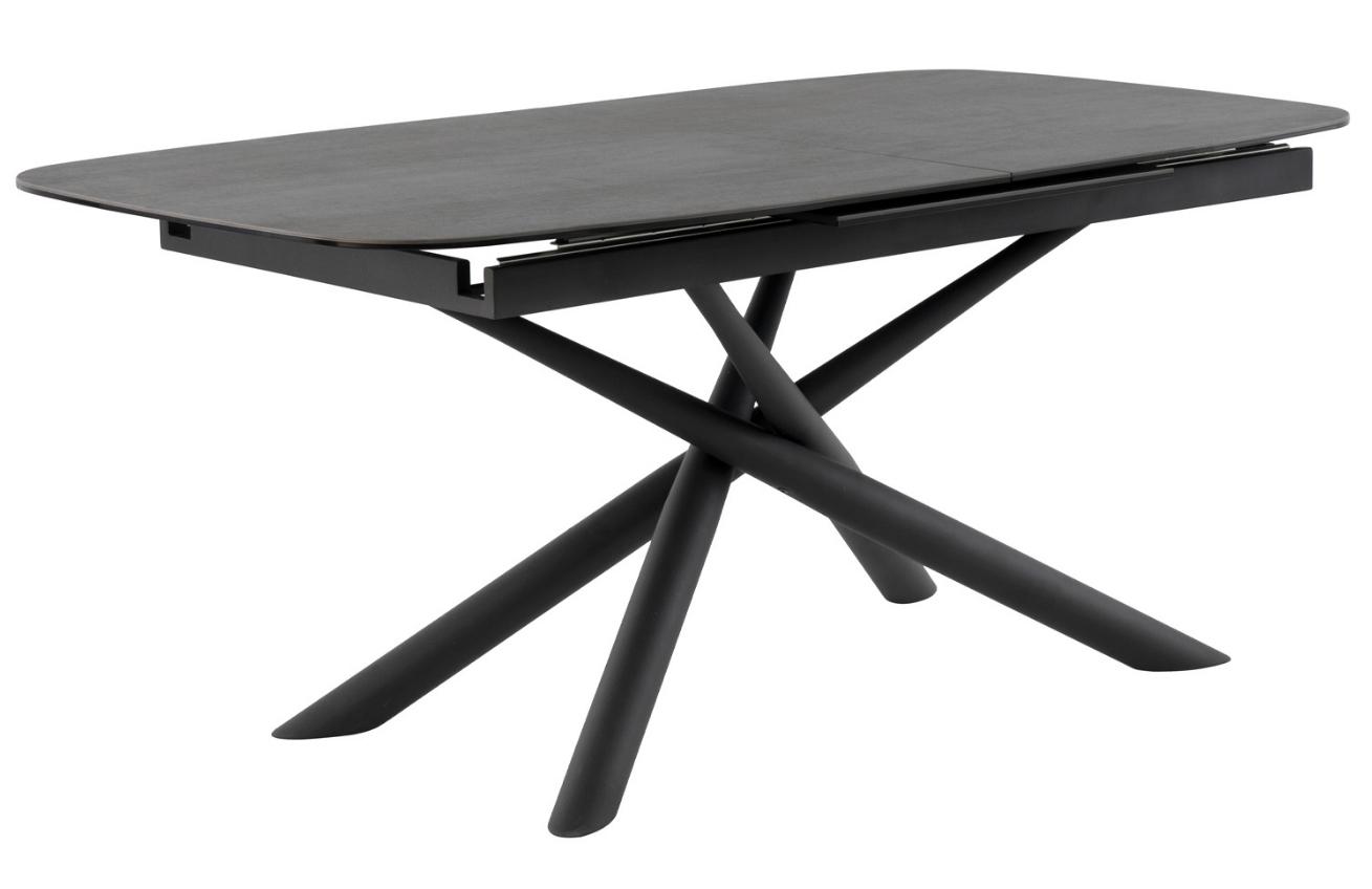 Tmavě šedý keramický rozkládací jídelní stůl Somcasa Ness 177/237 x 95 cm s černou podnoží
