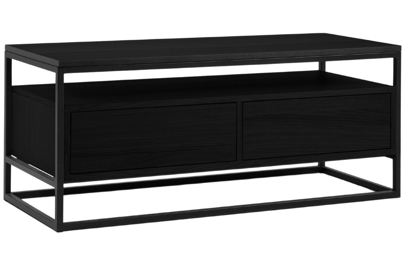 Černý dubový TV stolek MICADONI VELD 120 x 45 cm