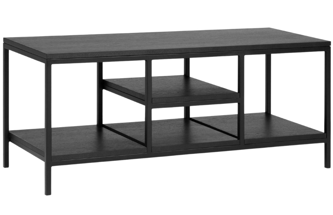 Černý dubový TV stolek MICADONI VELD 2 120 x 45 cm