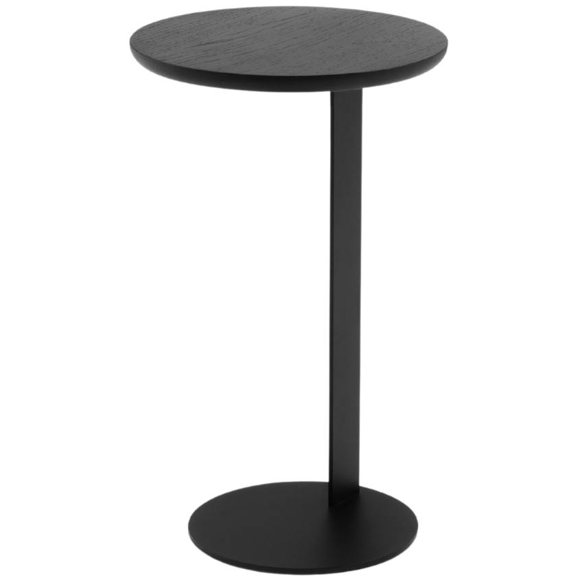 Černý dubový odkládací stolek MICADONI NAMIB 30 cm s kovovou podnoží
