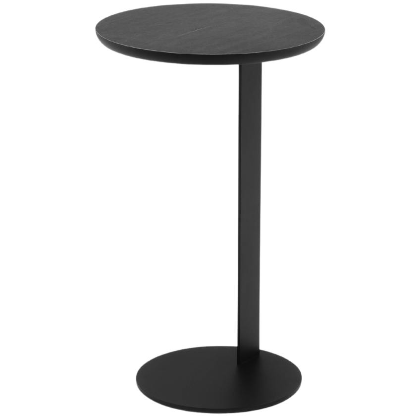 Černý mramorový odkládací stolek MICADONI NAMIB 30 cm s kovovou podnoží