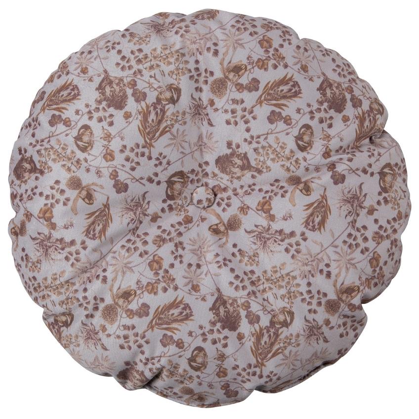 Hoorns Světle šedý sametový polštář se vzorem květin Tergi 45 cm