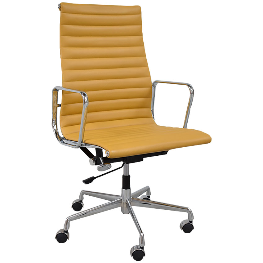 Culty Hořčicově žlutá koženková kancelářská židle Aurora
