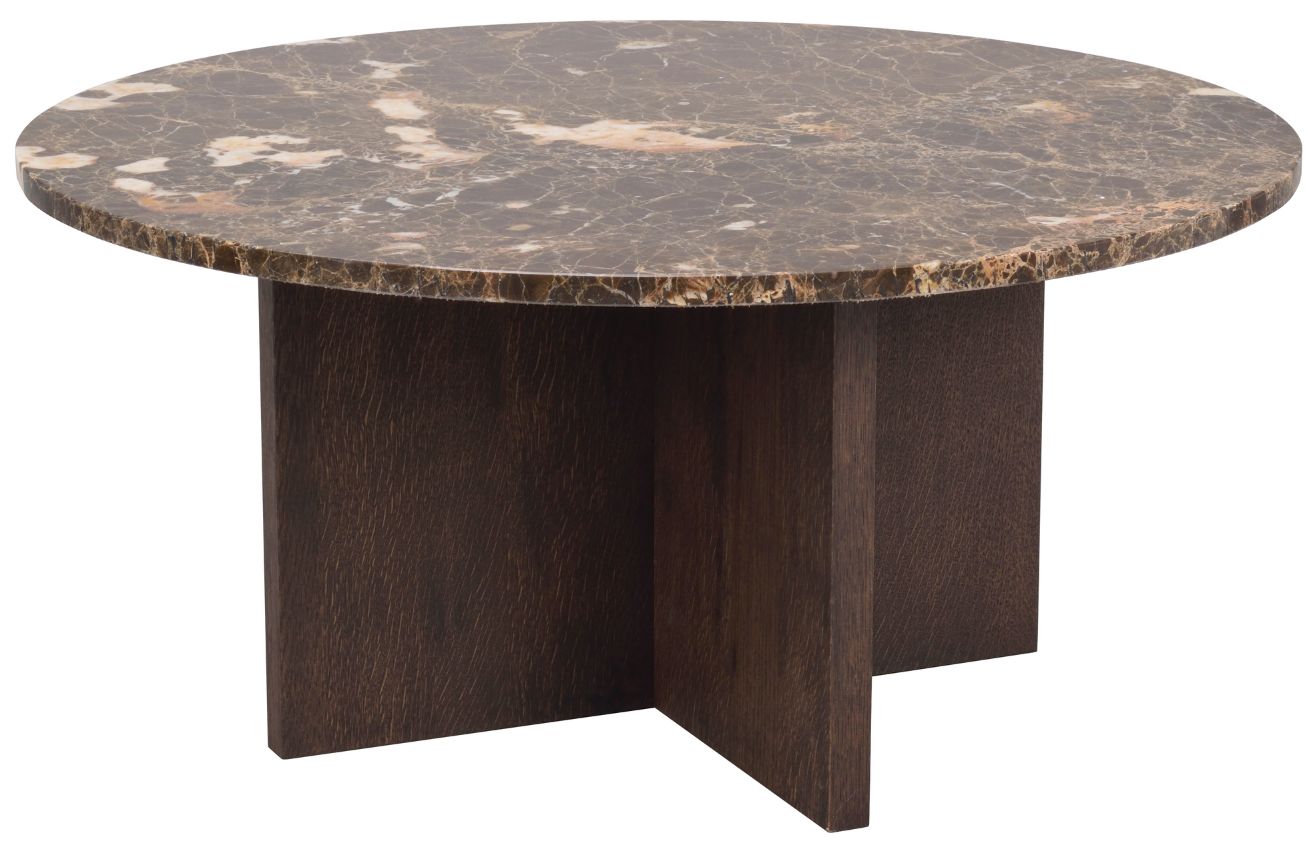 Hnědý mramorový konferenční stolek ROWICO BROOKSVILLE 90 cm