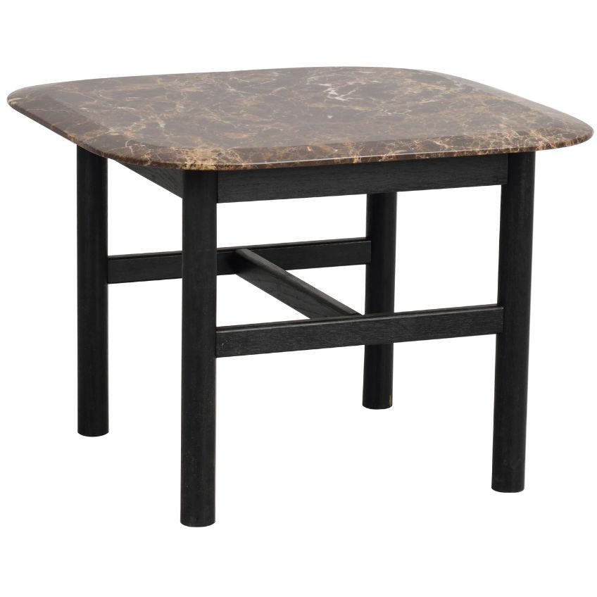 Hnědý mramorový konferenční stolek ROWICO HAMMOND 62 x 62 cm s černou  podnoží