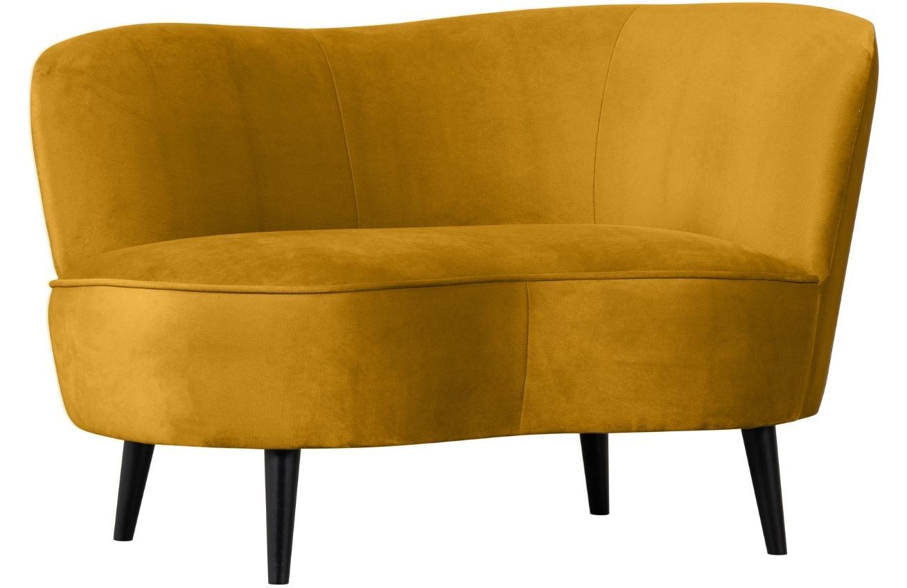 Hoorns Okrově žluté sametové lounge křeslo Norma 112 cm