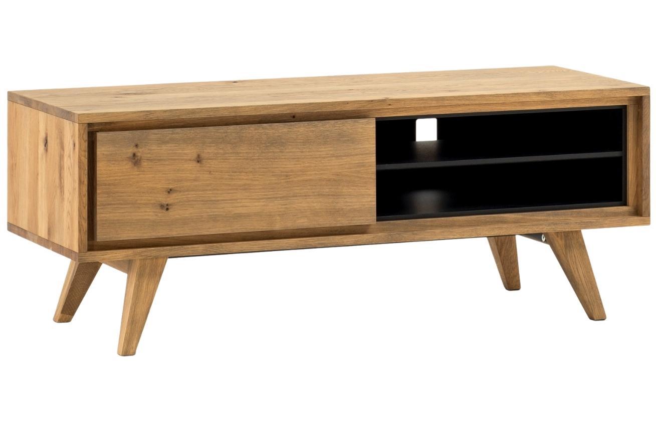 Masivní dubový TV stolek Cioata Tribeca 127 x 48 cm s dřevěnou podnoží