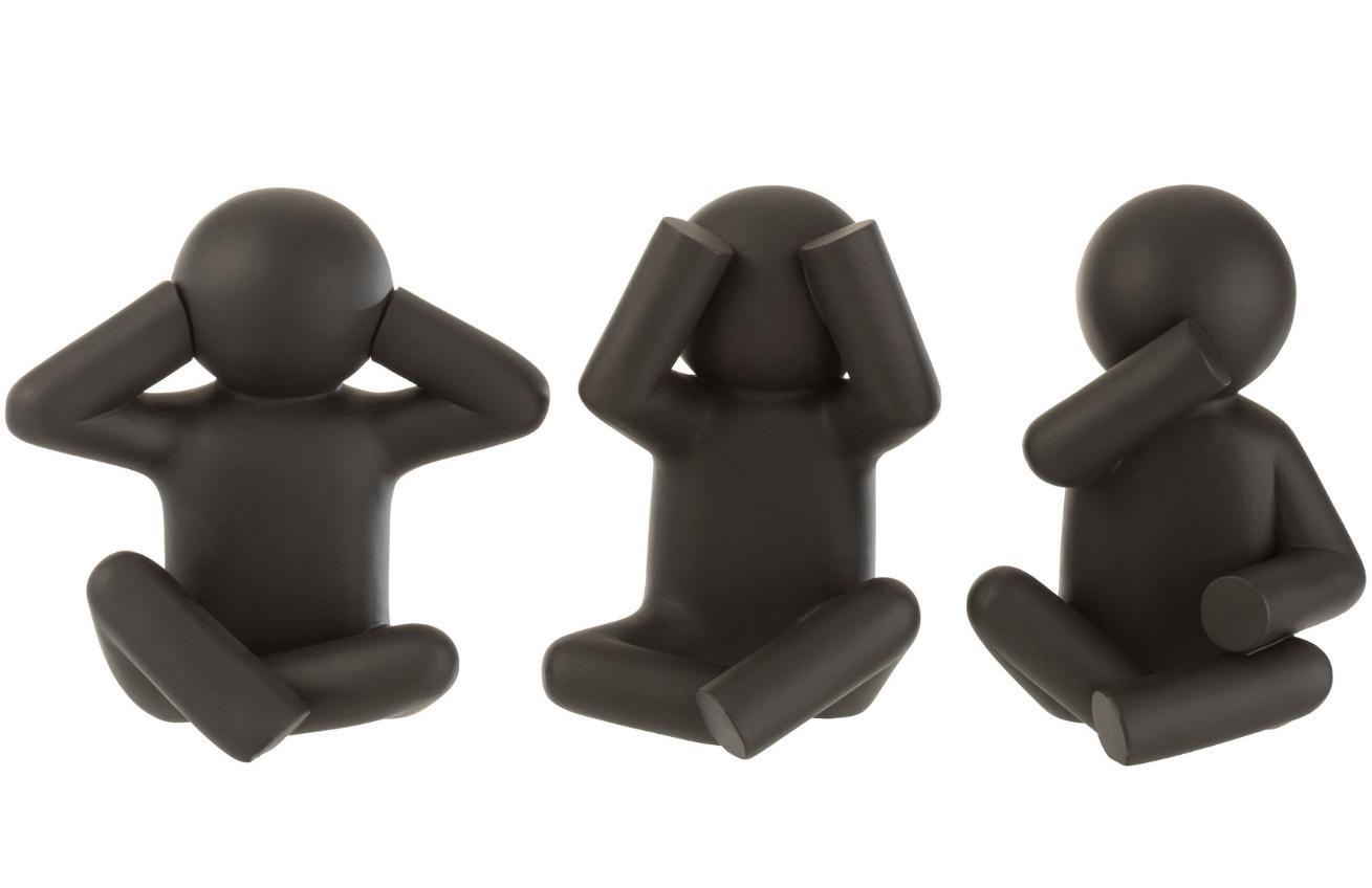 Set tří černých dekorativních sošek J-Line Nao 25 cm