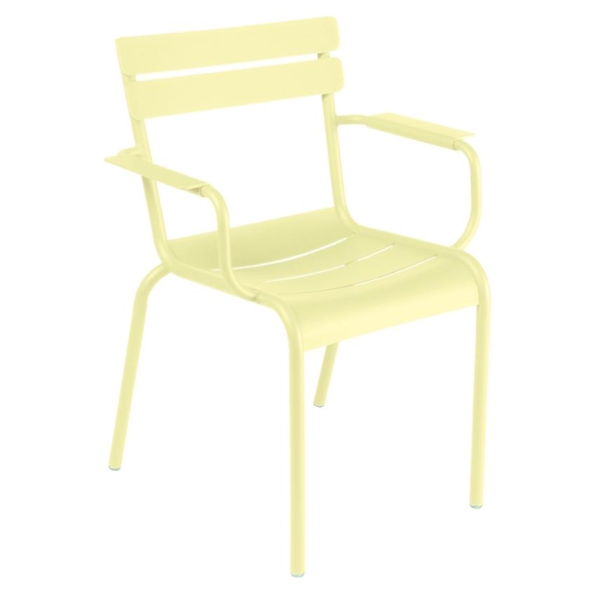 Citronově žlutá kovová zahradní židle Fermob Luxembourg s područkami