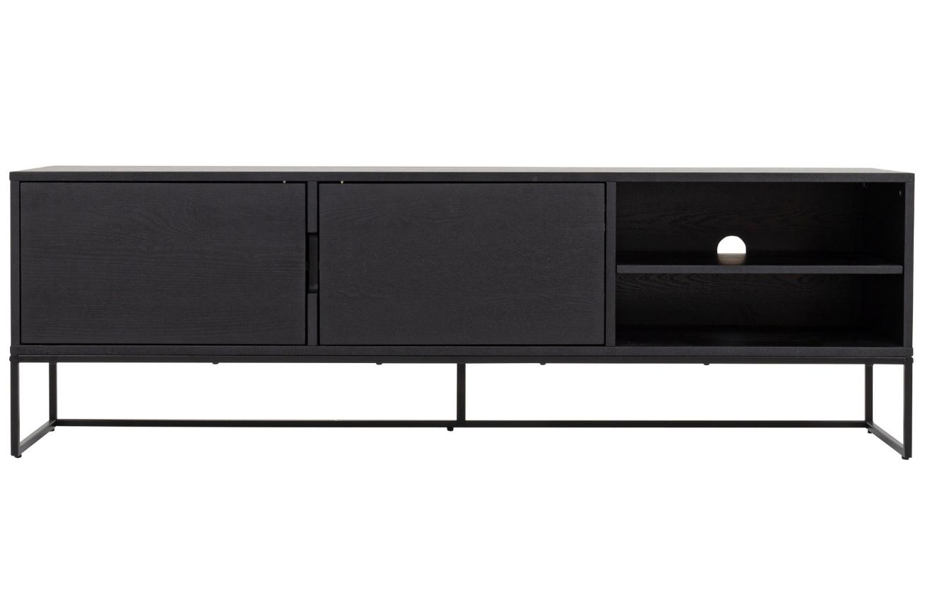 Matně černý dřevěný TV stolek Tenzo Lipp 176 x 40 cm