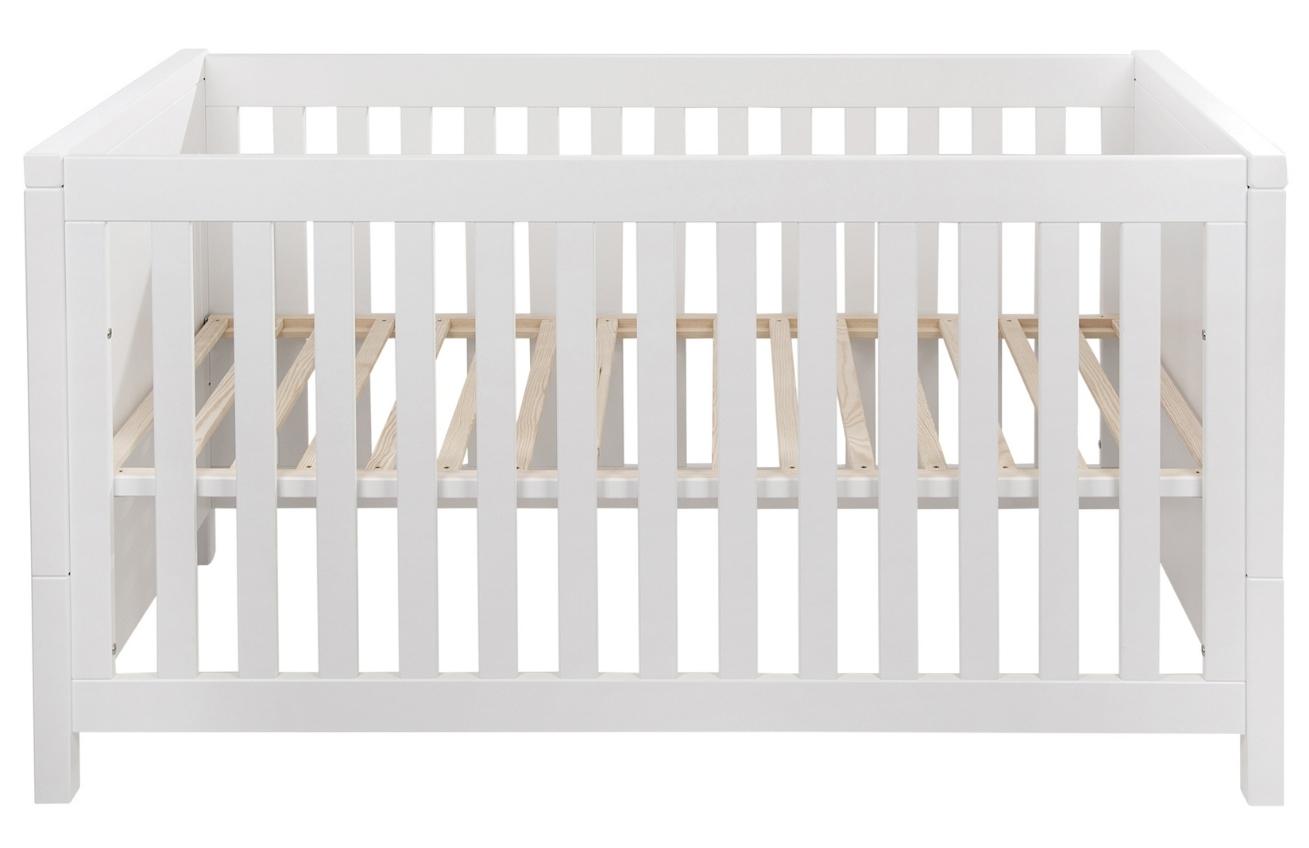 Bíle lakovaná dětská postýlka Quax Stripes 140 x 70 cm