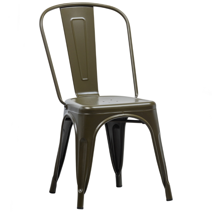 Hoorns Tmavě zelená kovová jídelní židle Dean