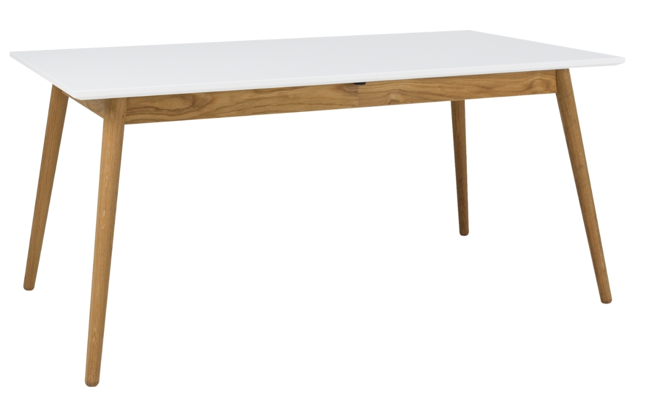 Matně bílý lakovaný rozkládací jídelní stůl Tenzo Dot 160-205 x 90 cm