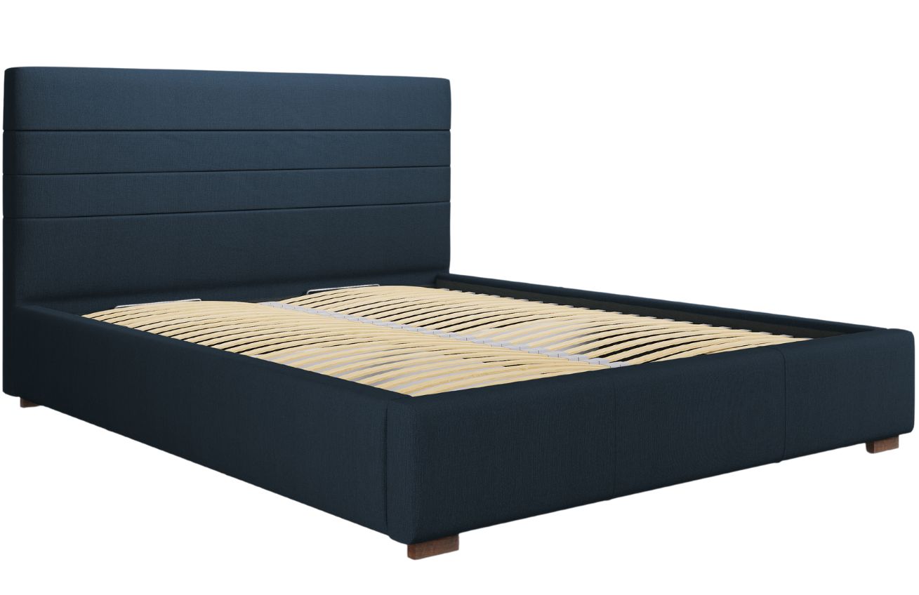 Modrá látková postel MICADONI Aranda 140 x 200 cm