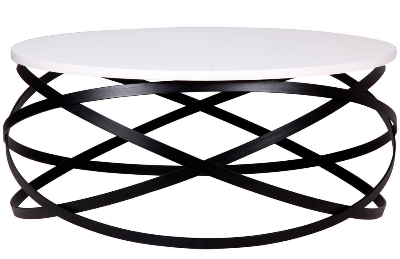 Bílý jasanový konferenční stolek s černou podnoží Somcasa Dario 80 cm