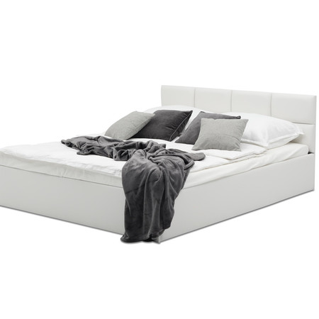 Čalouněná postel MONOS II s pěnovou matrací rozměr 180x200 cm - Eko-kůže Bílá eko-kůže