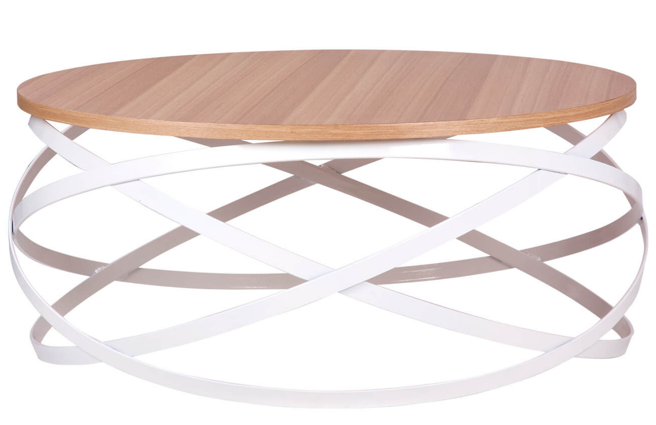 Dubový konferenční stolek s bílou podnoží Somcasa Dario 80 cm