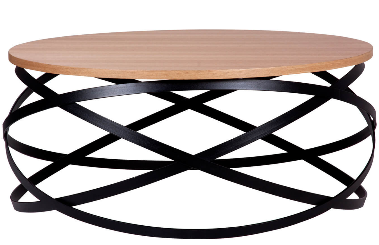 Dubový konferenční stolek s černou podnoží Somcasa Dario 80 cm