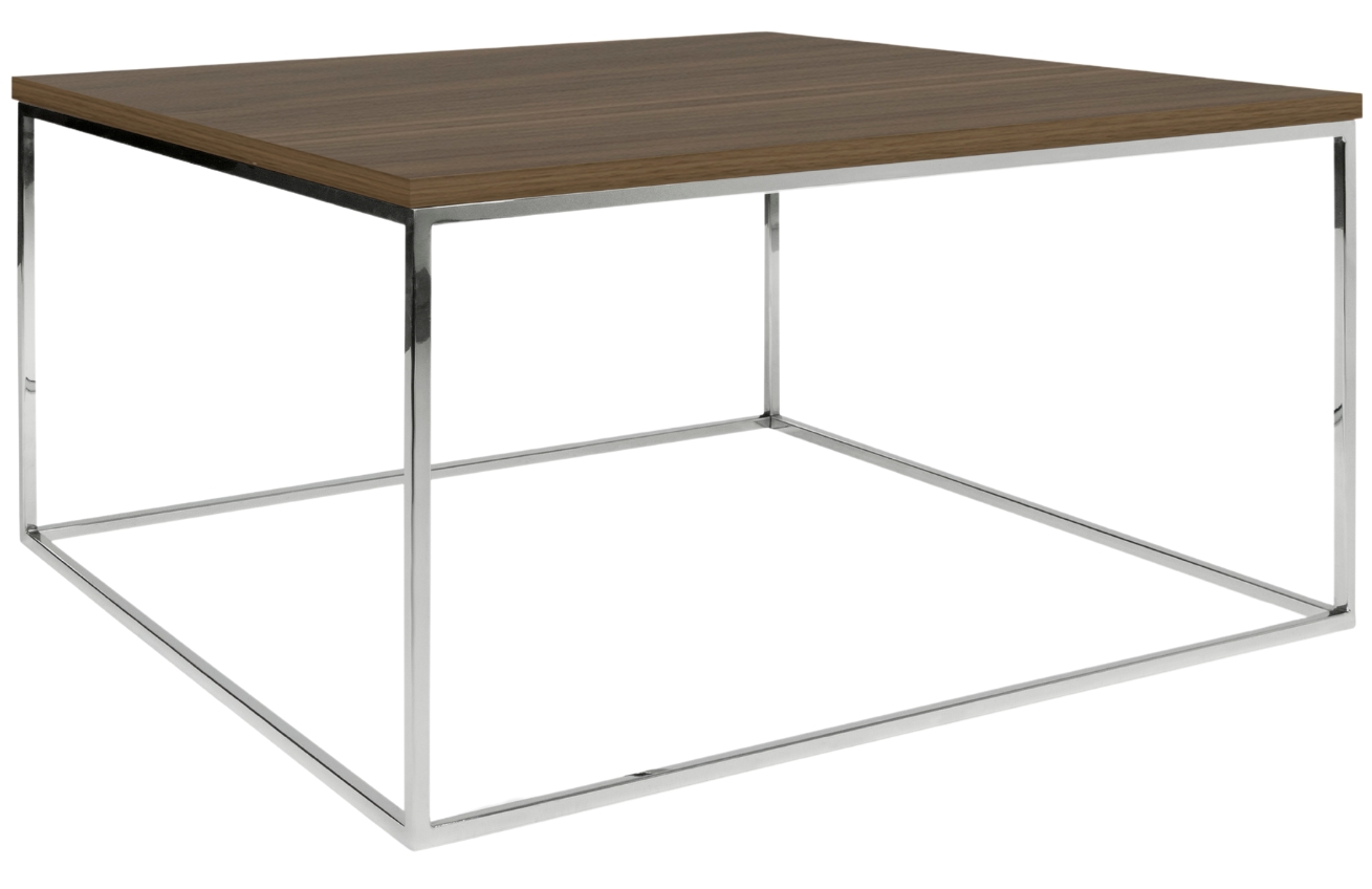 Ořechový konferenční stolek TEMAHOME Gleam 75x75 cm s chromovanou podnoží