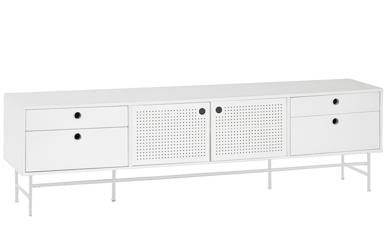 Bílý lakovaný TV stolek Teulat Punto 180 x 40 cm