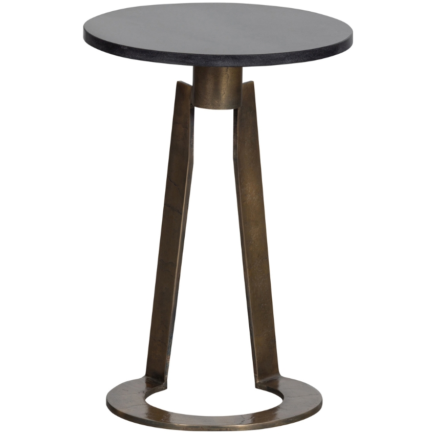 Hoorns Černo mosazný odkládací stolek Mate 38 cm