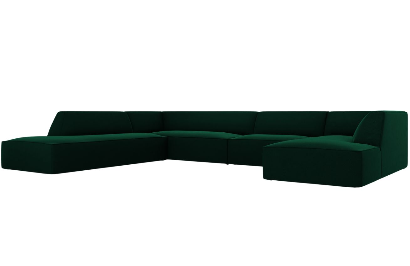 Zelená sametová rohová pohovka MICADONI Ruby II. 366 cm