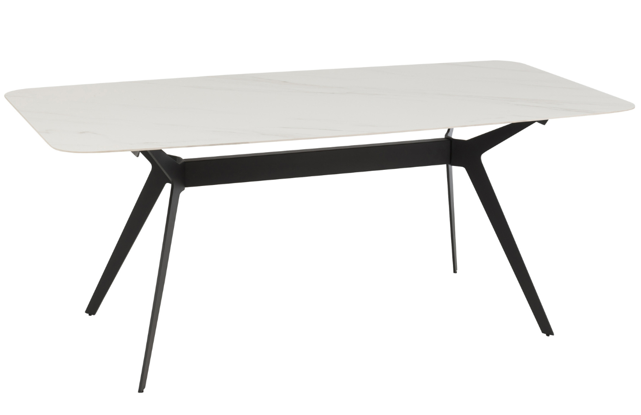 Bílý porcelánový jídelní stůl J-line Malak 180 x 90 cm