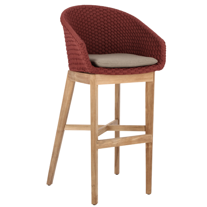 Červená pletená zahradní barová židle Bizzotto Coachella 110 cm