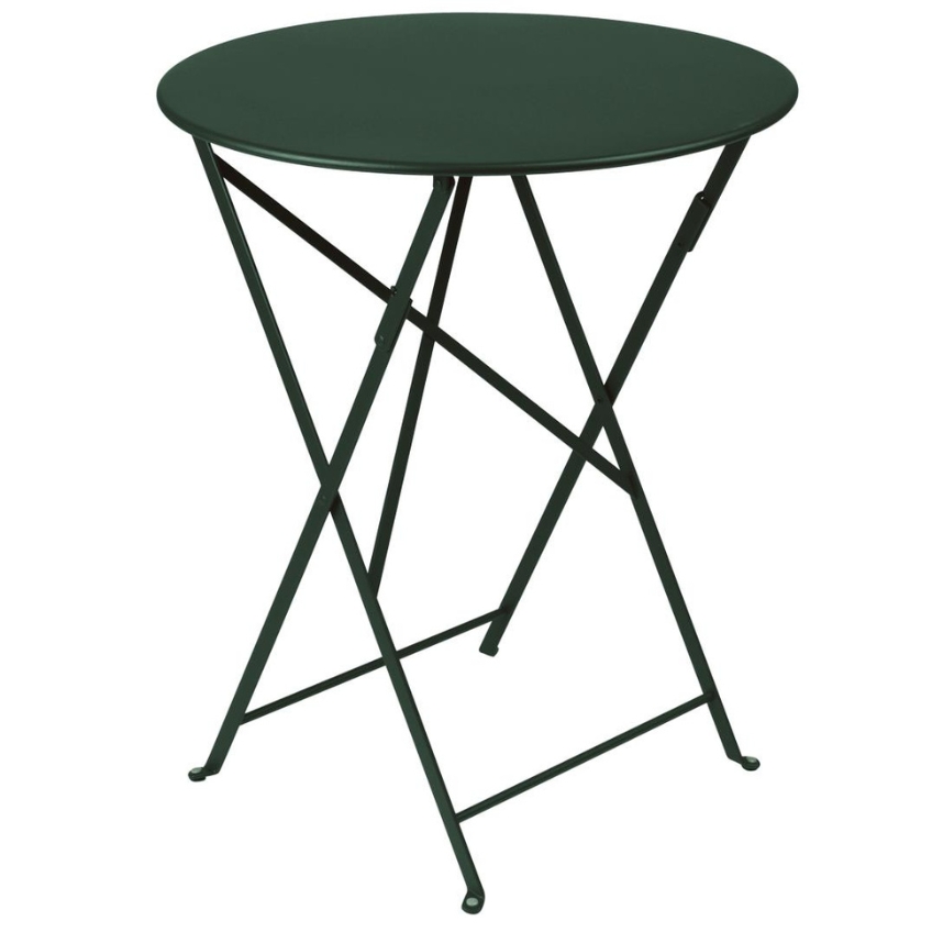 Tmavě zelený kovový skládací stůl Fermob Bistro Ø 60 cm