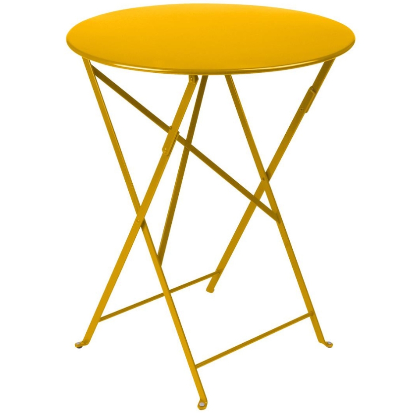 Žlutý kovový skládací stůl Fermob Bistro Ø 60 cm