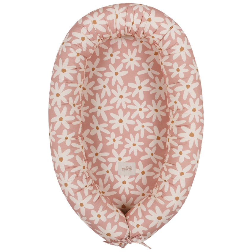 Malomi Kids Růžové bavlněné hnízdečko Blush Daisies 85 cm