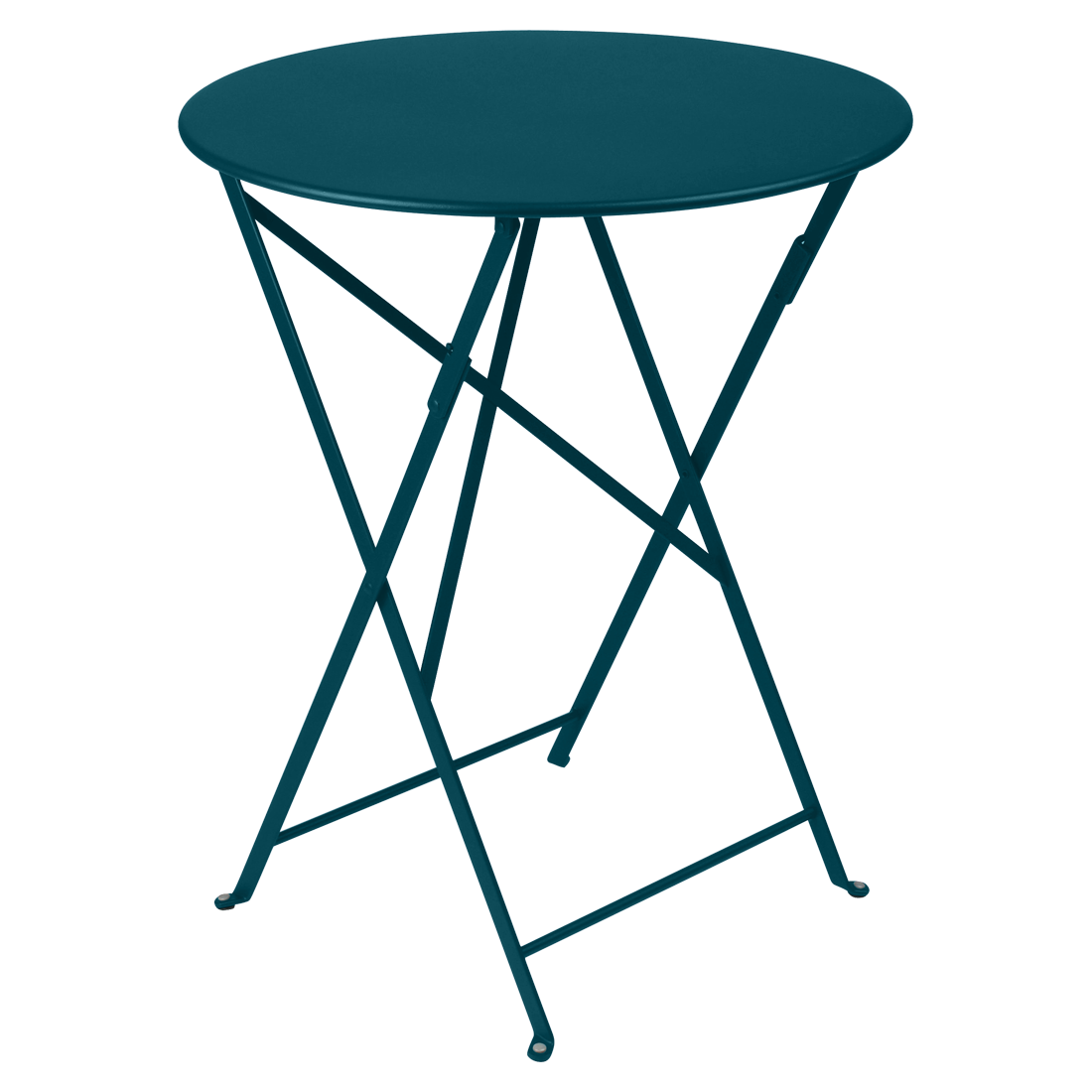 Modrý kovový skládací stůl Fermob Bistro+ Ø 60 cm