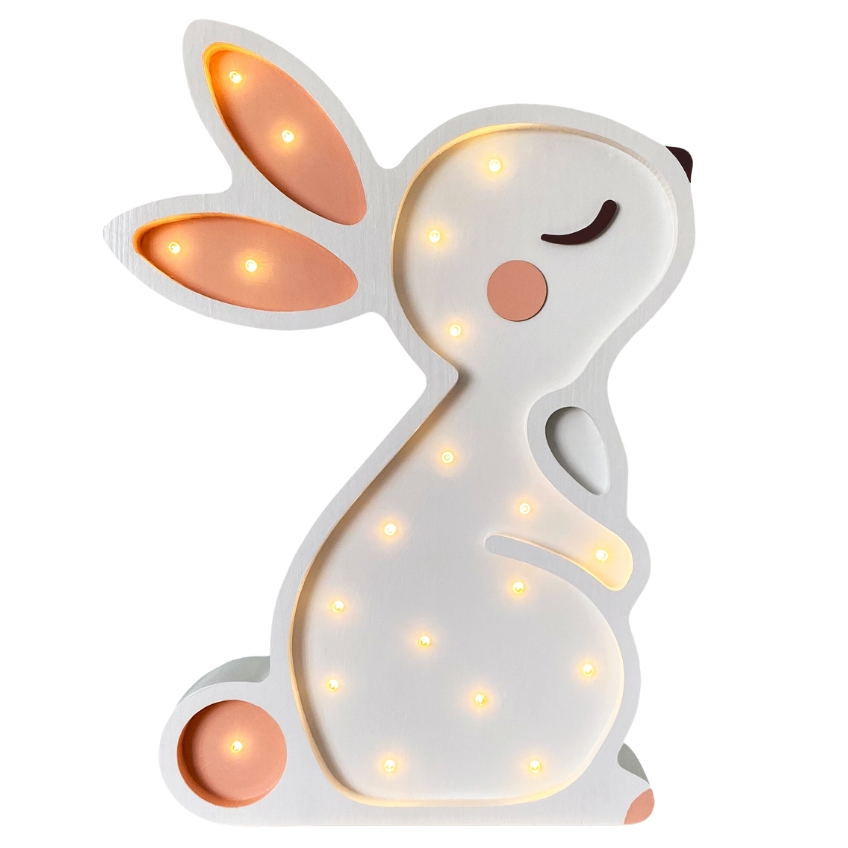 Peekaboo Bílá borovicová dětská LED lampa Králíček 38 cm